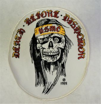 Patch- Large Embroidered Death Before Dishonor USMC Skull